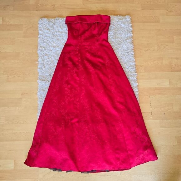Vintage ROBERTA Womens Red Strapless Evening Dress Y2k 90s Size 5/6 - Picture 2 of 14